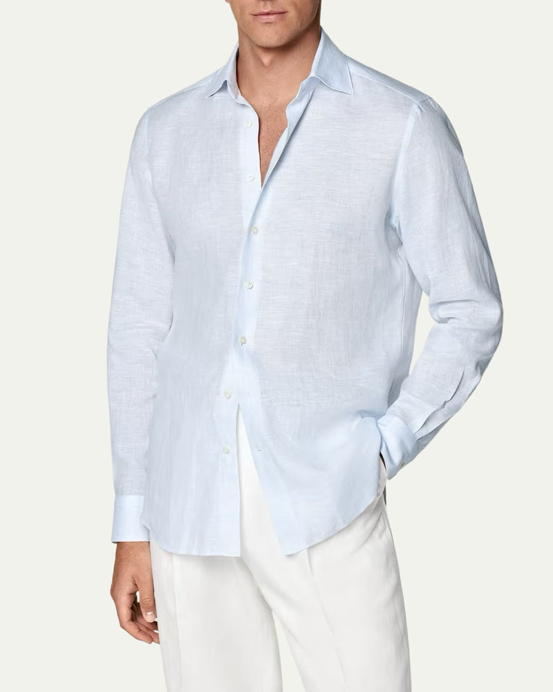 Bruni Linen Capri Blue Shirt