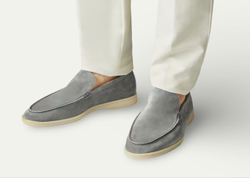 GREY BRUNI SUEDE LOAFERS